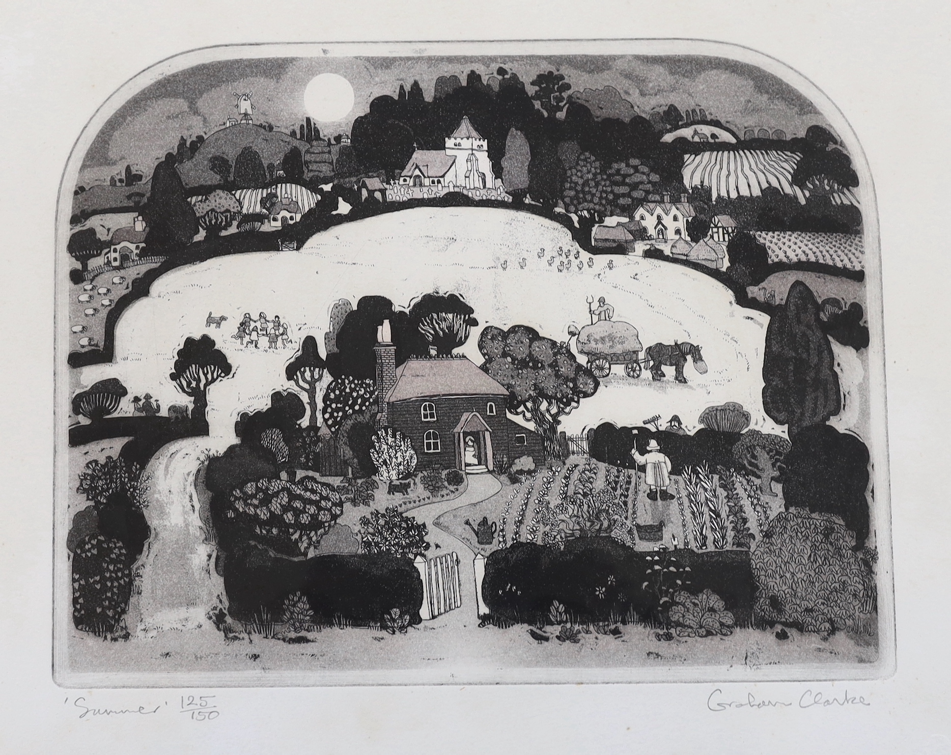 Graham Clarke (b.1941) set of four colour etchings, 'The Four Seasons', signed in pencil, limited edition 125/150, blind stamped, 39 x 47cm